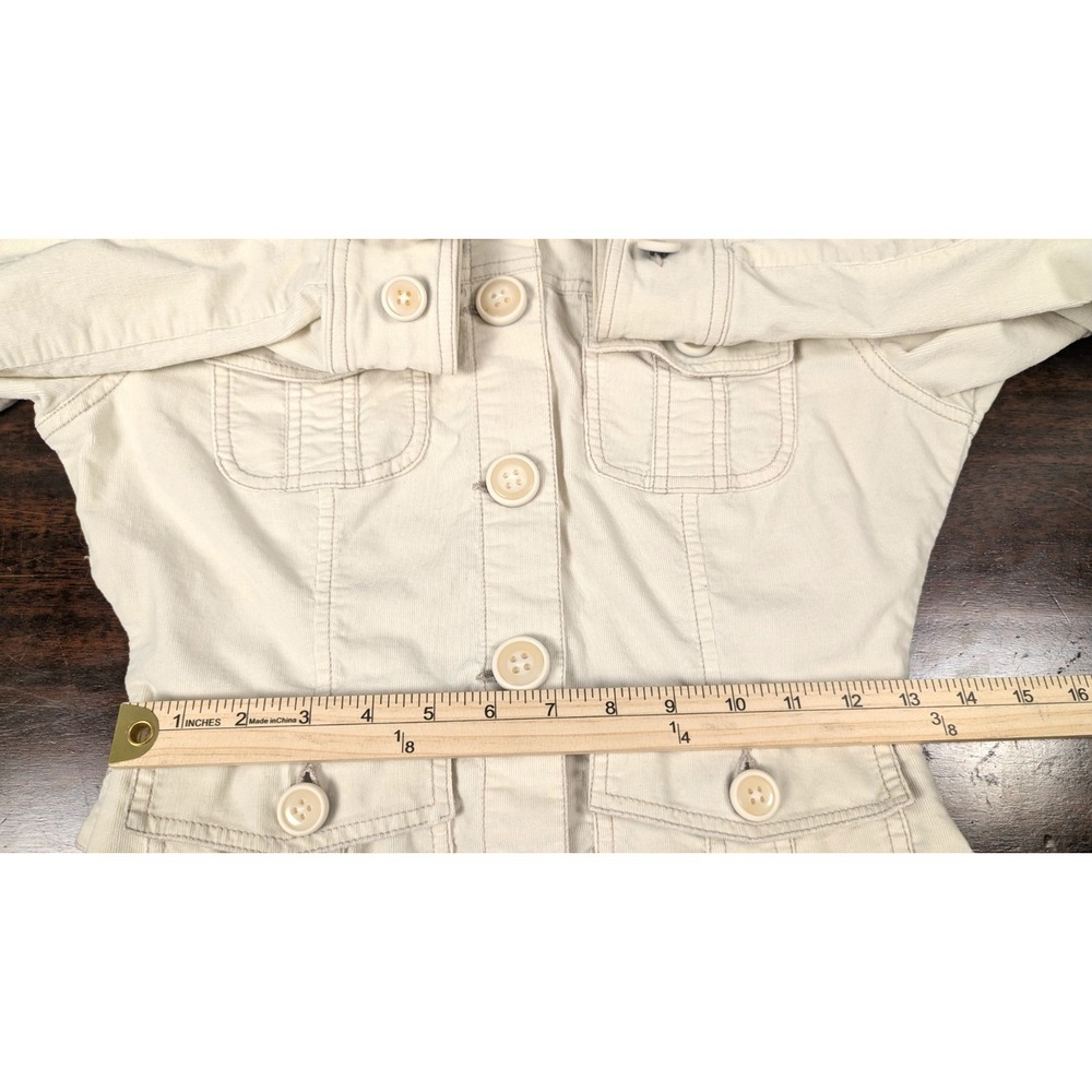 Nori Women's Corduroy Jacket Size S Ivory Cream Button Front Utility Jacket - Picture 9 of 11